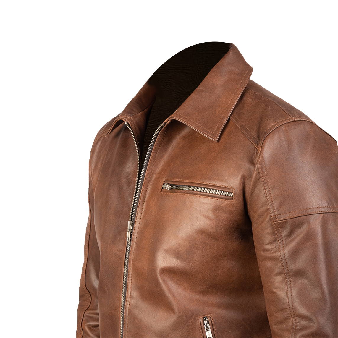 Lavendard Brown Leather Biker Jacket