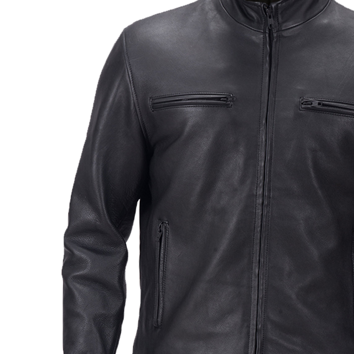 Austere Matte Black Leather Biker Jacket