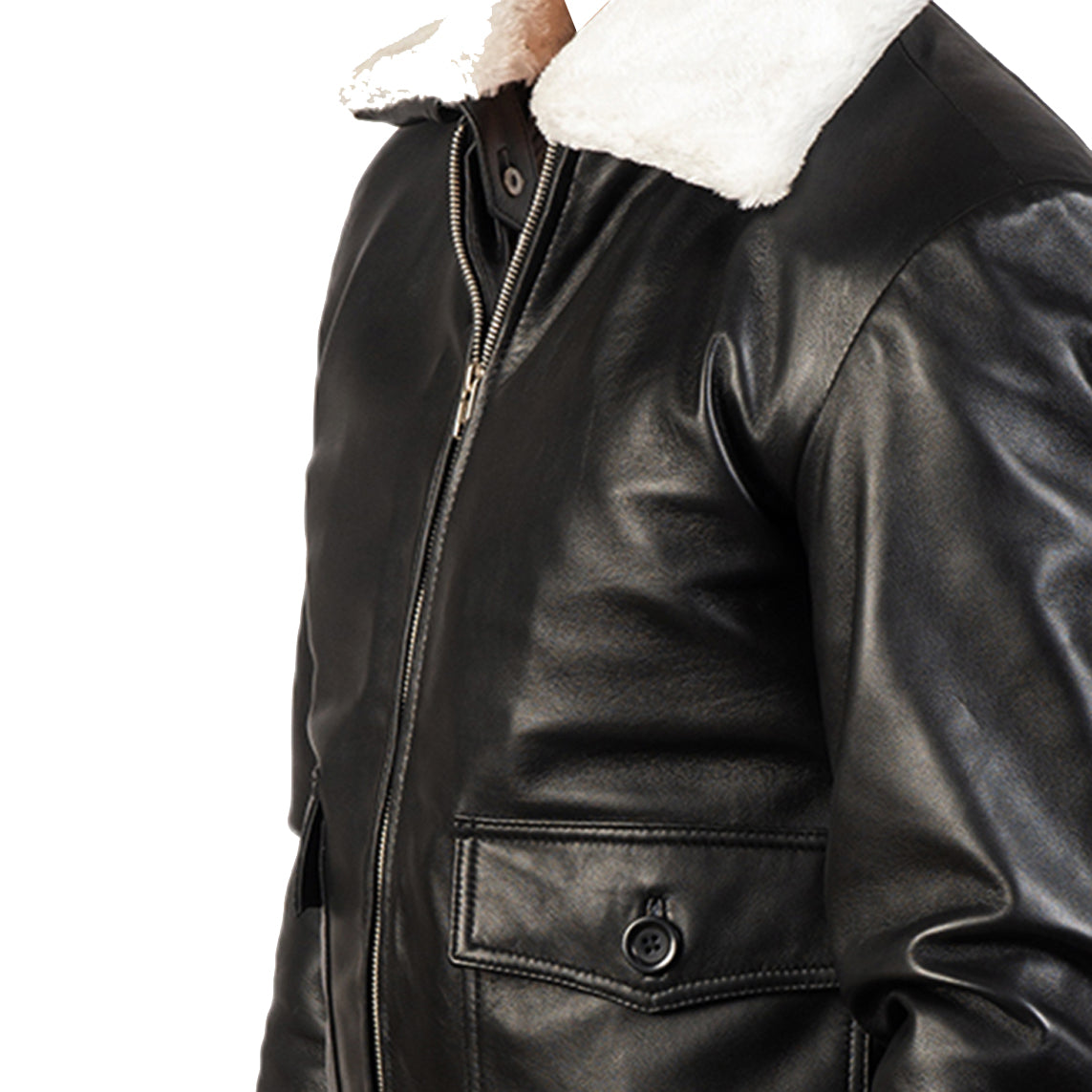 Airin G-1 Black & White Leather Bomber Jacket