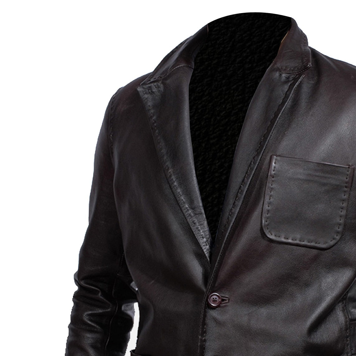 Wine Black Leather Blazer