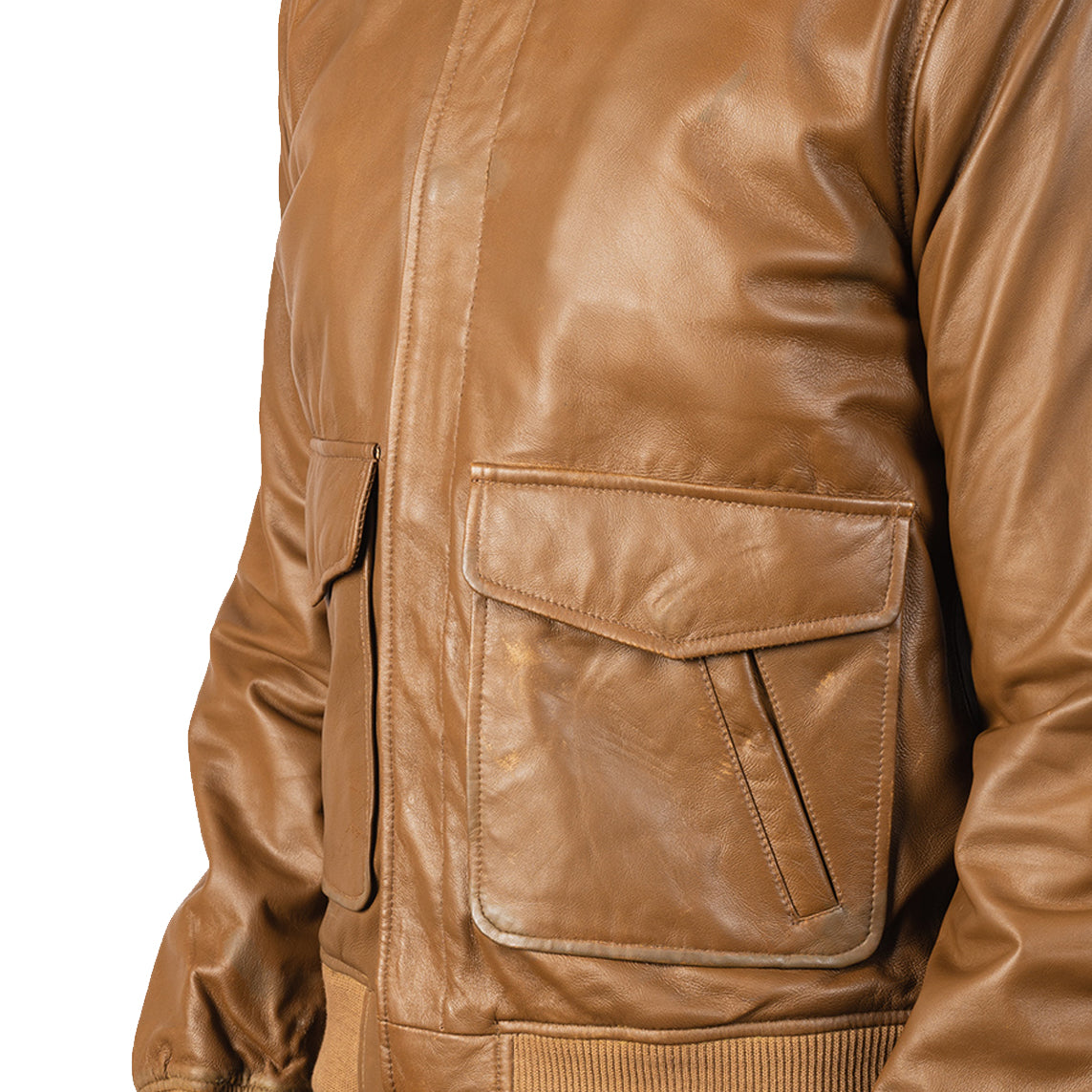 Coffmen Olive Brown A2 Leather Bomber Jacket