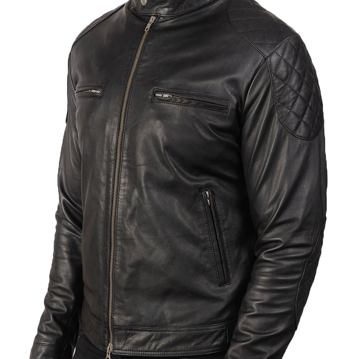 Gatsby Black Leather Biker Jacket