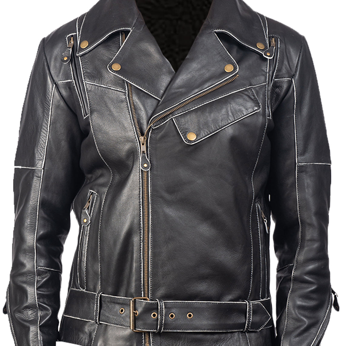 Vincent Black Leather Biker Jacket