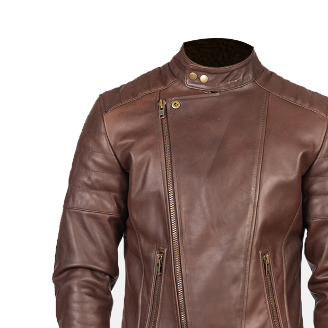 Faisor Brown Leather Biker Jacket